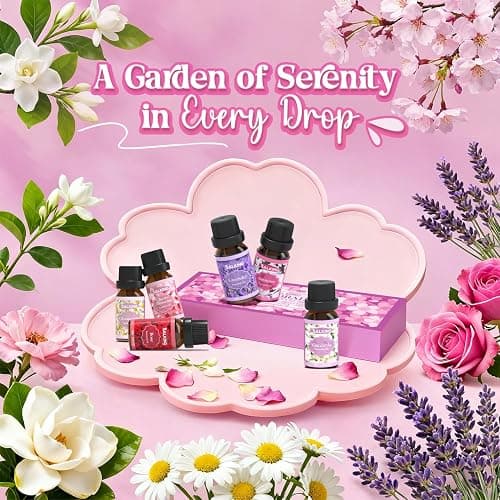 SALKING Floral Essential Oils Set, Premium Pure and Natural Essential Oils, Fragrance Oil Scented Oils for Oil Diffusers 6 x 10 ML - Lavender, Rose, Jasmine, Cherry Blossom, Gardenia, Chamomile thumbnail 7