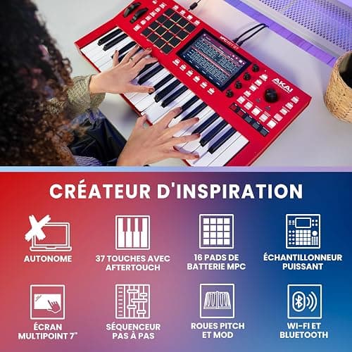 Akai Professional MPC Key 37 Synthétiseur de Production Autonome, Boîte à Rythmes, Clavier MIDI, avec Wi-Fi, Bluetooth, Écran Tactile, Plug-ins et Intégration Native Instruments thumbnail 2