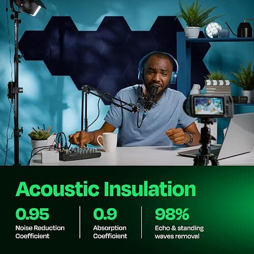 Ekkogo Acoustic Panels 12-Pack [Denim Blue Hexagon] thumbnail 4