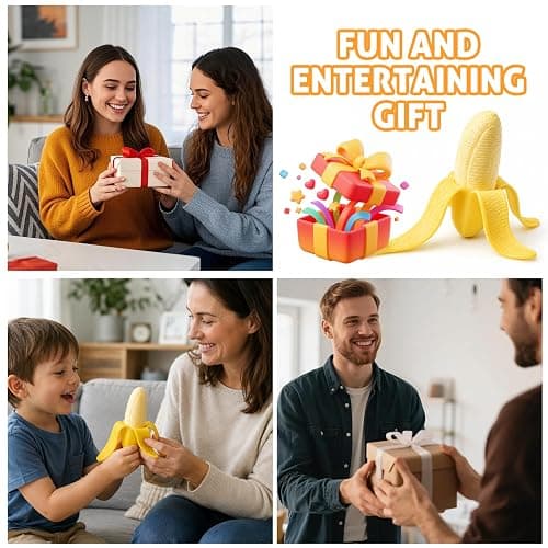 2Pcs Realistic Banana Squishy Stress Relief Toy Simulated Peeling Banana Squeeze Fidget Toy Slow Rising Silicone Decompression Toy for Anxiety Relief Prank Gifts thumbnail 6