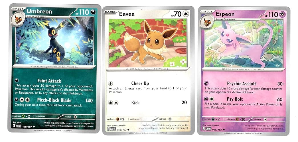 Umbreon Espeon Eevee - Obsidian Flames - Pokemon Evolution 3 Card Lot - 086/197-130/197 - Image 1