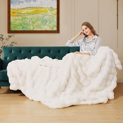 ORINOVA Light Beige Cozy Faux Fur Throw Blanket for Living Room Bedroom 50x60 Thick Ultra Soft Aesthetic Fuzzy Throw Blanket Fluffy Furry Bed Comforter Home Decor 860 GSM thumbnail 2