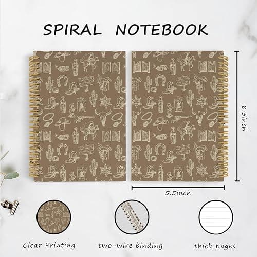 YLZlhb Western Spiral Notebook Journal, Western Cowboy Neutral Notebooks for Note Taking, Cowboy Gifts for Men, Neutral Hardcover Spiral Journal 5.5x8.3 Inches thumbnail 7