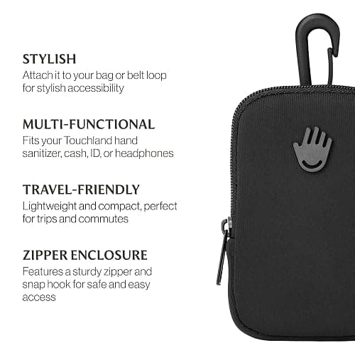 Touchette Zippered Pouch with Snap Hook – Attachable Bag Accessory Compatible with 1 FL OZ Touchland Hand Sanitizer thumbnail 5