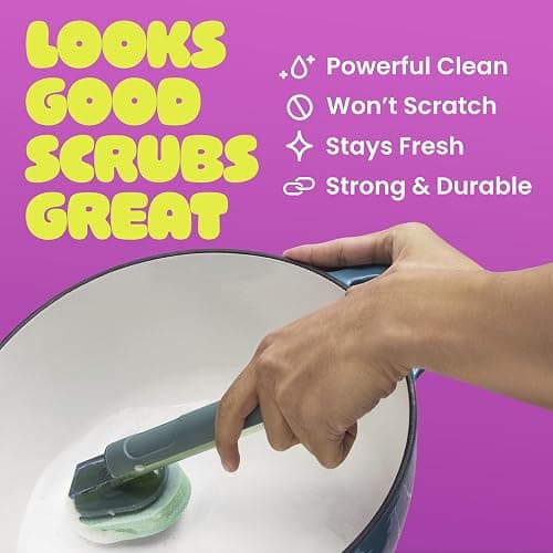 Brite by Scotch-Brite Fillable Dishwand | Household and Kitchen Sponge for Washing Dishes, 1 Dish Wand with Soap Dispenser thumbnail 5