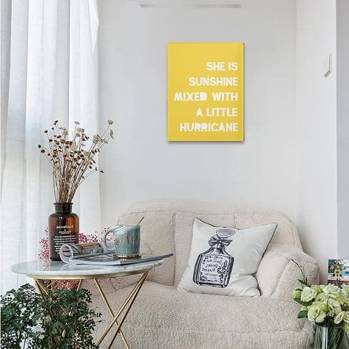 PHAMTE Girls Bedroom Wall Decor,She Is Sunshine Mixed With a Little Hurricane Girls Room Wall Art,Sunshine Print Framed Canvas Painting Artwork Girl Room Bedroom Home Nursery Playroom 11x14 (Yellow) thumbnail 3