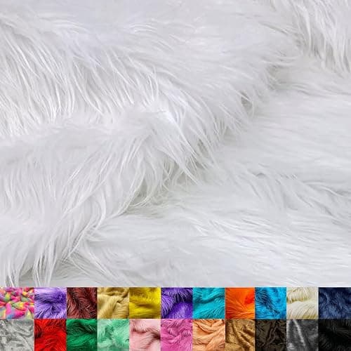 Ice Fabrics Faux Fur Fabric by The Yard - 60 Inches Wide Super Soft and Fluffy Shaggy Mohair Fur Fabric for Costumes, Apparel, Rugs, Pillows, Decorations and More - White - Half Yard - Image 1