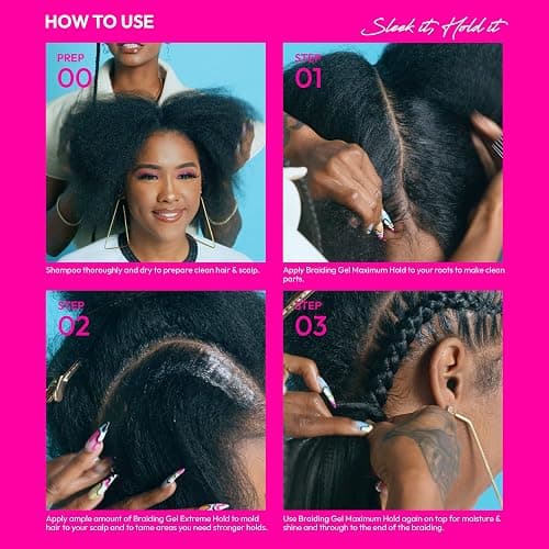 Red by Kiss Braiding Gel Extreme Hold Styler Fixer for Box Braids & Cornrows, Hydrating, Conditioning, Long-Lasting Frizz Control, 4C Moisturizing, Nourishing High Shine (6 fl. oz.) thumbnail 4
