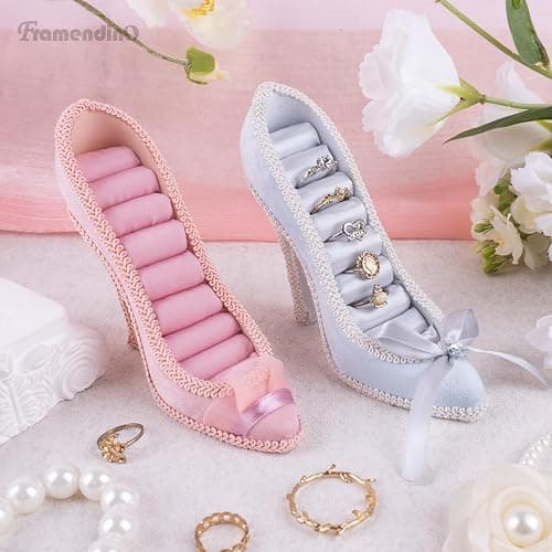 Framendino, 2 Pack High Heel Ring Display Holder Shoe Jewelry Heeled Earring Rack Elegant Tower Stylish Decoration Ornaginzer Bridal thumbnail 5
