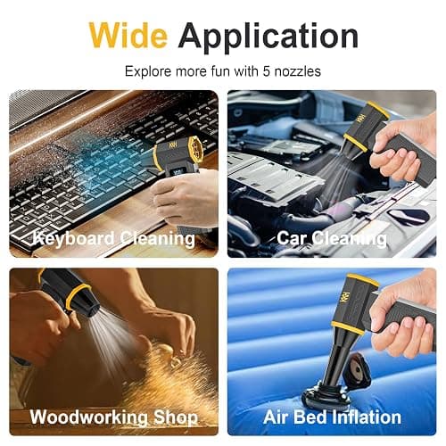 KKH Portable Electric Air Duster with Led Light, Powerful 120000RPM 4 Speed Adjustable Mini Turbo Blower for Cleaning, Rechargeable Cordless Dusters for Home Car Outdoor PC Computer Keyboard thumbnail 6