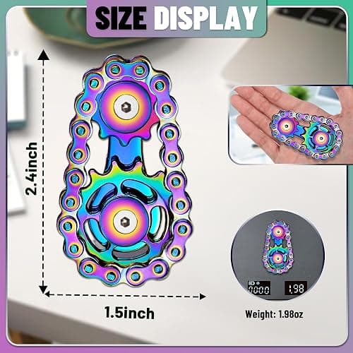 Christmas Stocking Stuffers for Teens Boys Metal Fidget Spinner Toys for Adults Figette Bike Chain Roller Cool Gadgets ADHD Anti Anxiety Stress Relief Items Figet Desk Offices EDC Sensory Gift for Men thumbnail 2