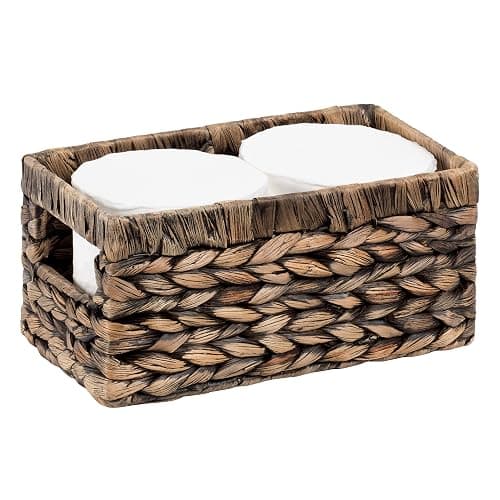 CENBOSS Wicker Baskets (Small, Black Wash, 1 PC) Rattan Storage Baskets for Shelves, Woven Seagrass Holder - Black Wash - Small - Image 1