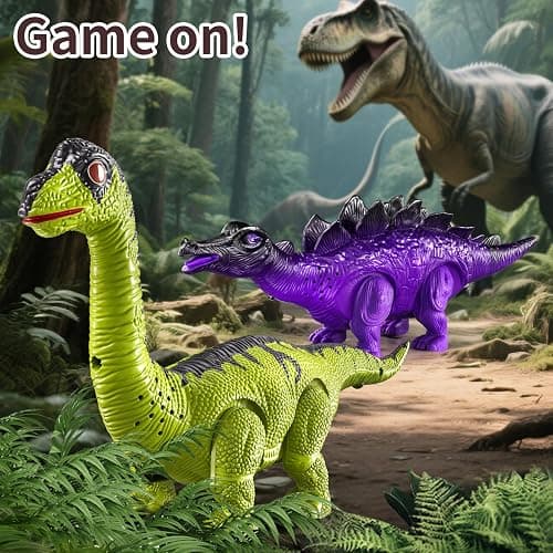 BLmukce 3-Pack Electronic Walking Dinosaur Toys for Toddlers 2-4, Moving Dinosaurs Toys with Lights, Roaring Sounds, T-Rex, Brachiosaurus & Stegosaurus, Xmas Birthday Gift for 2 3 4 5 6 Years Old Boys thumbnail 7