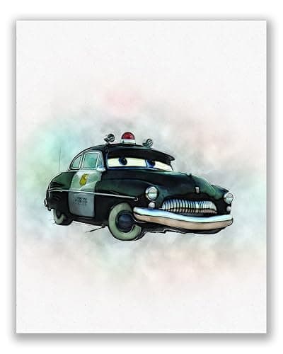 Lot de 9 affiches de film Cars - 20,3 x 25,4 cm - Aquarelle - Lightning McQueen Tow Mater Doc Hudson Jackson Storm Cruz Ramirez thumbnail 4