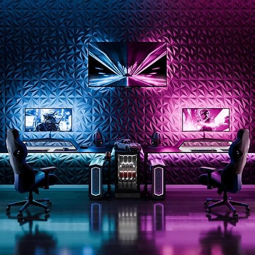 ZELMINE 16 Pack 3D Wall Panels for Interior Wall Decor, 11.8'' x 11.8'' Decorative Wall Panels, Accent Wall Panels, 3D Diamond Design Wall Decor for Living Room, Bedroom, Gaming Room, Black thumbnail 2
