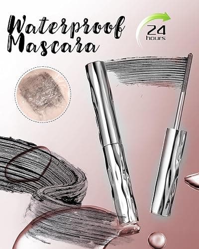 Iron Wand Mascara – Telescopic Tubing Mascara, Liquid Lash Extensions Effect, Waterproof & Long-Lasting, No Flaking, No Clumping, 3D Curling Wand for Bold, Defined Lashes (2 Black + Eyelash curler) thumbnail 3