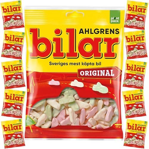 10 Bags x 125g of Ahlgrens Bilar Original - Swedish Candy from Sweden - Chewy - Marshmallow Candy - Cars - Gummy Candies - Sweets - Image 1