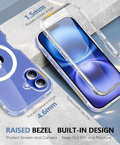 BANLEA Magnetic for iPhone 16 Plus Case Built-in Screen Protector, Clear | with Camera Lens Protector, [Compatible with MagSafe] Full Body Phone Case, Protective Cover for iPhone 16Plus 6.7" thumbnail 4