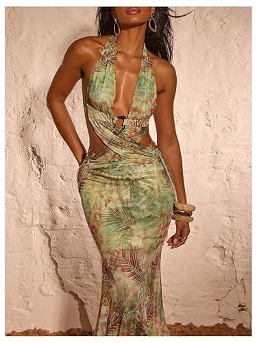 Green Floral Cheetah dress thumbnail 4