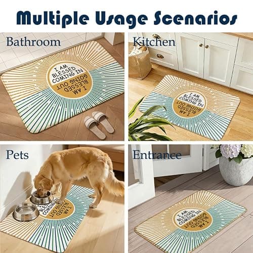 Chicimln Boho Sun Funny Door Mat, I Am Blessed Coming in and Going Out Non-Slip Linen Doormat Outdoor Indoor Entrance, Funny Welcome Small Rugs for Entryway Front Door Porch, 17x30 Inch thumbnail 7