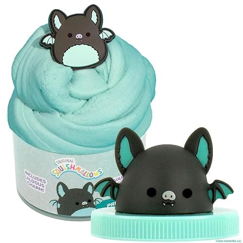 Original Squishmallows Aldous The Fruit Bat Premium Cloud Slime, Vanilla-Scented, 8 oz., Storage Container with Figurine Topper, Rubber Charm, Goodie Bags Stuffers, Kids Party Favors, Sensory Toy - Image 1