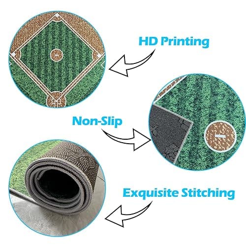 Osimiccp Baseball Rug for Bedroom 3'x5' Non Slip Sports Rug for Living Room Baseball Room Decor - 3' x 5' (Rectangular) - Baseball_1 thumbnail 5