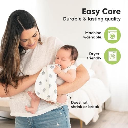 5-Pack Muslin Burp Cloths Baby Boy, Girl - Very Absorbent Baby Burp Cloth Rags, 8-Layers Viscose Derived from Bamboo Cotton Muslin Towel, Super Soft Spit Up Rags, No Shrink Washcloths (Hills) thumbnail 6