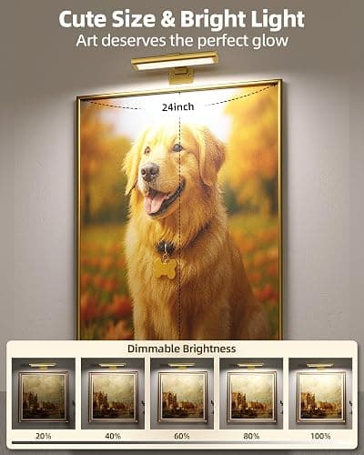 EZVALO Picture Light for Wall, Rechargeable 2400mAh Gold Lights Wireless with IR Remote, 3 Color & Dimmable Magnetic 7.87'' LED Lights Display for Painting, Living Room, Gallery, Bedroom Art(3P) thumbnail 6