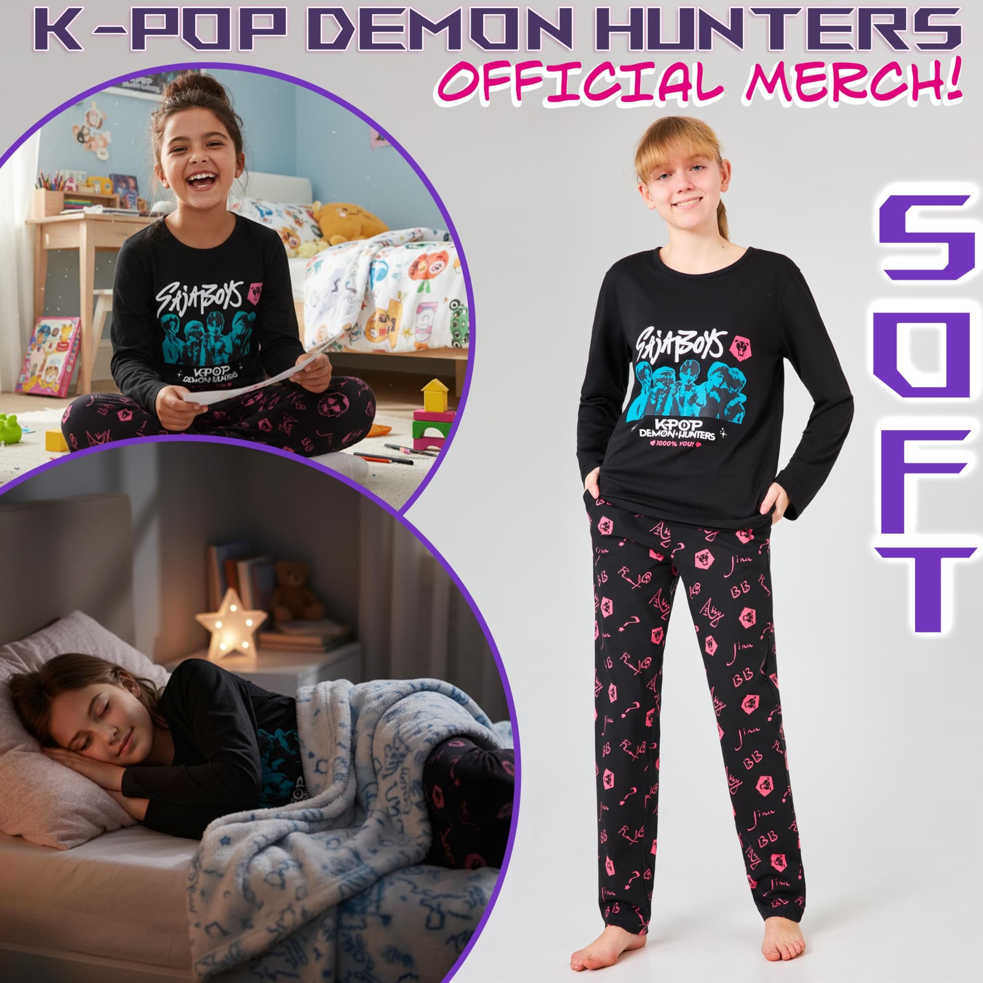 KPop Demon Hunters pajamas for girls thumbnail 2