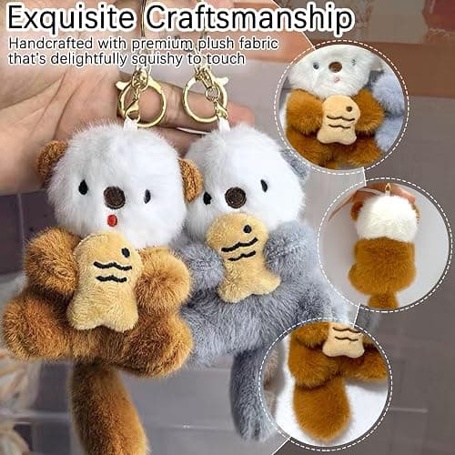 WIizyzfhy Cute Otter Keychain Charm & Bag Charm Animal Keychain Pendant | Suitable for hanging on keys,wallets,backpacks,shoulder bags,and handbags thumbnail 2