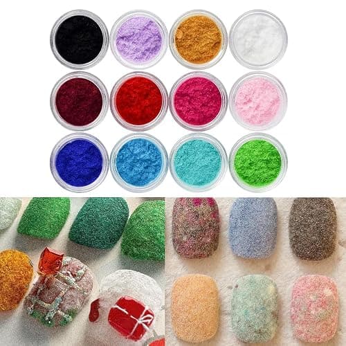 12 Jars Nail Glitter for Nail Art Velvet Powder DIY Manicure Plush Powder Nail Art Decoration Manicure Tool DIY Nail Flocking Powder Kit thumbnail 7