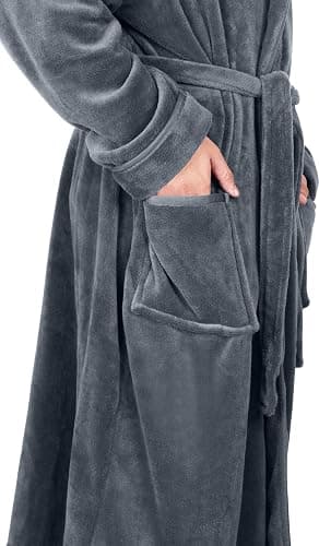 NY Threads Mens Robe with Hood, Luxury Plush Fleece Hooded Mens Bathrobe, Spa Bath Robe for Men thumbnail 4