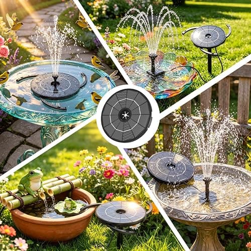 AISITIN Solar Fountain for Bird Bath, DIY Separated Design Solar Fountain Pump with 6 Nozzles & Ground Stakes & 3 Anti-Drift Fixing Bracket, Solar Bird Bath Fountain for Garden Fish Tank Small Pond thumbnail 3