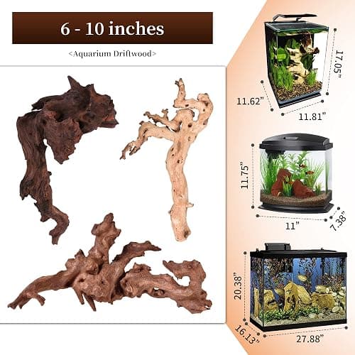 majoywoo Natural Coral Driftwood for Aquarium Decor Fish Tank Decorations, Assorted Driftwood Branch 6-10" 3 Pcs, Reptile Decor… thumbnail 2