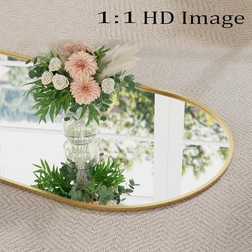 TinyTimes 57"x20" Arched Full Length Mirror Floor Mirror Full Length with Stand, Full Body Mirror, Arch Wall Mirror, Full Size Mirror for Bedroom Living Room, Entryway, Aluminum Frame, Gold - Gold - 57"L x 20"W thumbnail 7