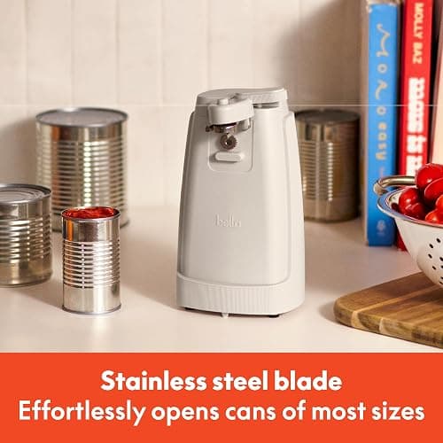 bella Electric Can Opener and Knife Sharpener, Removable Cutting Lever, Cord Storage, Stainless Steel Blade, Oatmilk thumbnail 6