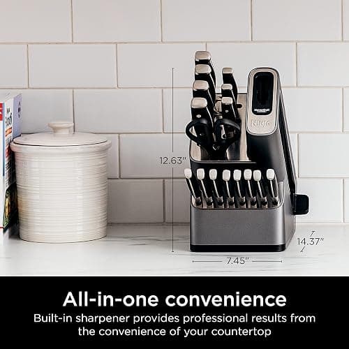 Ninja K32017 Foodi NeverDull Premium Knife System, 17 Piece Knife Block Set with Built-in Sharpener, German Stainless Steel Knives, Black thumbnail 3