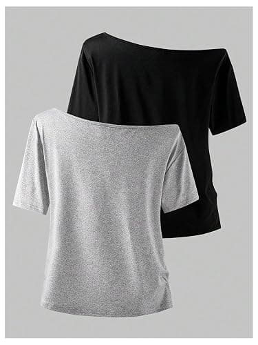 RoseSeek Girl's Off The Shoulder Tops Short Sleeve Cute Summer T Shirts for Teens Girls Y2k Tops Trendy thumbnail 2