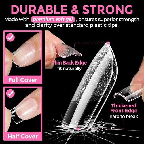 UNA GELLA Extra Short Square Nail Tips XS 216pcs Pre-shape Extra Short Square Press on Nails Gel Tips Full Cover Acrylic Nails False Nails For DIY Salon 12 Sizes thumbnail 5