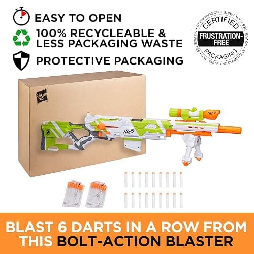 NERF Longstrike Modulus Toy Blaster with Barrel Extension, Bipod, Scopes, 18 Elite Darts & 3 Six-Clips (Amazon Exclusive) - Standard thumbnail 2