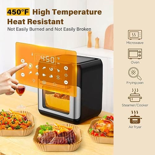 Air Fryer Liners Disposable, 125Pcs Parchment Paper, 8 Inch Non-stick Air Fryer Paper Liners, Unbleached Square Airfryer Liners for 5-8QT Air Fryer, Baking, Roasting Microwave thumbnail 4