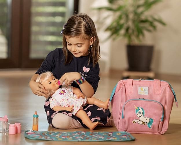 HappyVk- Baby Doll Diaper Bag with Changing Pad- Doll Accessories - Unicorn | Realistic, Spacious & Comfortably Designed for Pretend Play, Reborn Doll Care Organizer for Travel, Playdates & Gift Giving thumbnail 8