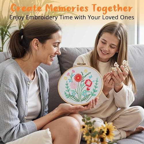 HTVRONT Bead Embroidery Kit for Beginners 3 Sets Bling Bling Bead Embroidery Kit with Step by Step Stitch Video & Instructions, Three-Dimensional Starter Embroidery Set with 19 Stitches for Gift thumbnail 5