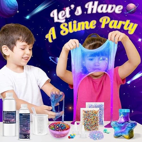 iKidiki Slime Making Kit, Toys for 6 7 8 9 10 11 12 Year Old Girls Boys Gifts Birthday Galaxy Slime Kits for Girls 6-12 Year Old Girl Boy Gifts Fluffy Slime Kids Birthday Presents Craft Kits for Kids thumbnail 6