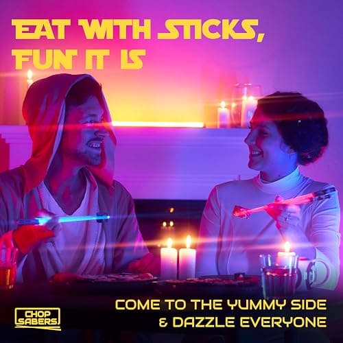 Lightsaber Chopsticks Star War Chopstick Light Up Lightsaber Chopsticks for Adults Saber Sticks Cool Chopstick Light Up Chop Sticks Light Saber Reusable Lightup Sabers Star War Gifts 2 Pairs Blue/Red thumbnail 3