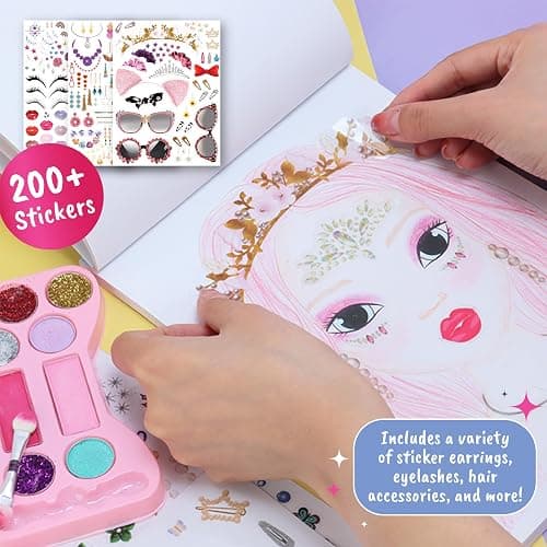 BSCOOL Make-up Artist. 3 in 1 Fun Makeup, Sticker, Coloring Kit, Includes Color Pencils, Makeup Palette, and 200+ Stickers. for Girls Ages 5,6,7,8. Christmas Gift for Girls thumbnail 5