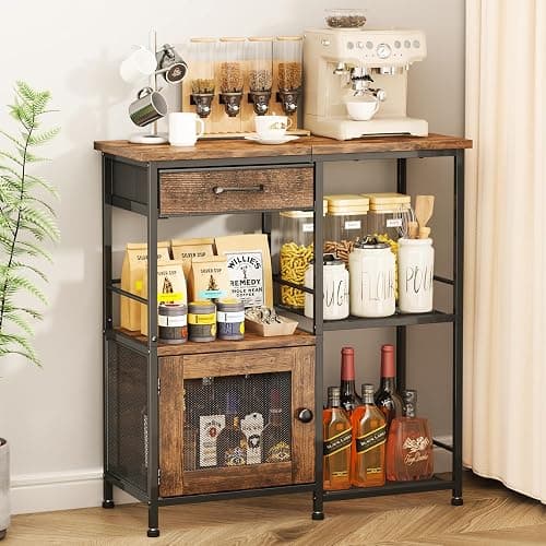 SWTYMIKI Coffee Bar Cabinet for Home - Farmhouse Coffee Stand Station Multi-Purpose Buffet Sideboard Cabinet with Drawers - Kitchen Bar Table for Living Room, Corner, Small Space, Espresso - Image 1