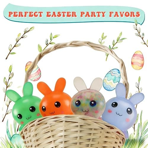 Easter Basket Stuffers,Easter Basket Essentials,4pcs Squishy Easter Bunny Stress Balls for Adults,Easter Stress Relief Fidget Balls,Easter Party Favors Easter Basket Ideas Gifts thumbnail 6