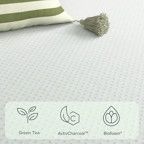 Zinus 12 Inch Green Tea Memory Foam Mattress, Queen, Fiberglass Free, Patented Custom Contour Support, Sturdy Base Foam, CertiPUR-US Certified, Mattress in A Box, White thumbnail 5