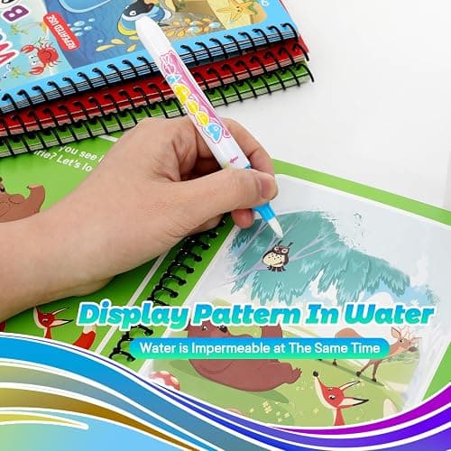 CMTOOP 4 Pack Reusable Water Coloring Books for Toddlers, Paint with Water Books,Mess-Free Coloring Book, Portable Educational Doodle Drawing Toy, Improving Children's Imagination, Color Perception thumbnail 4